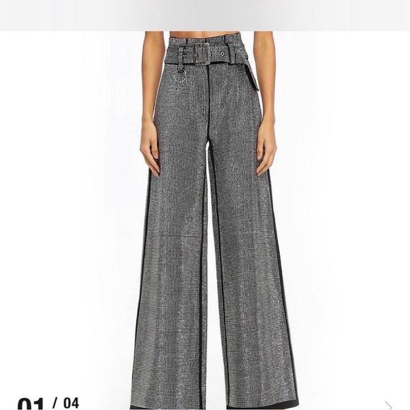 I.AM.GIA Pants - I.AM.GIA Arora Black Embellished Metallic Pleated Maxi Skirt with Belt Size M/8